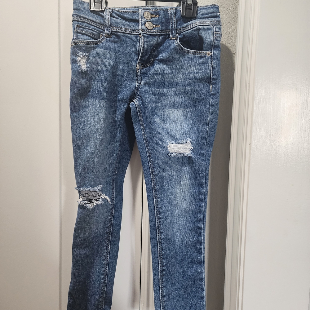 Hippie Girl Blue Distressed Skinny Jeans